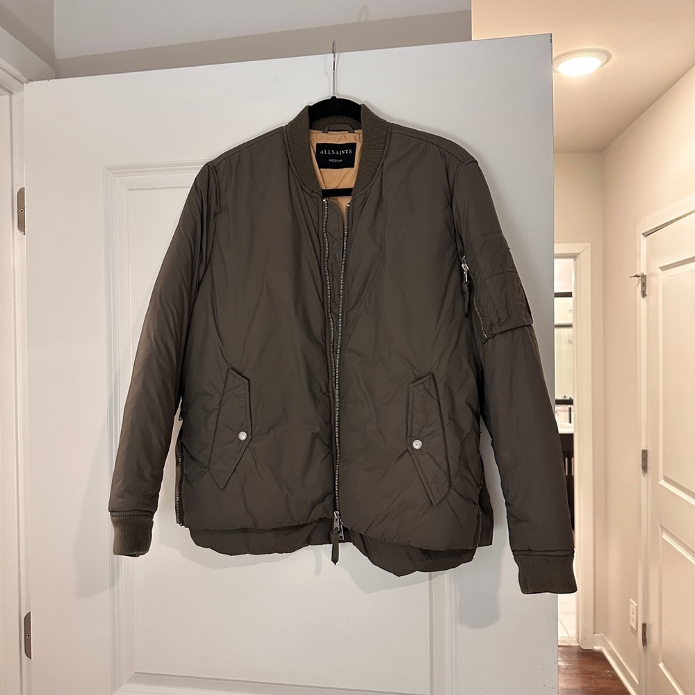 Allsaints green bomber jacket
